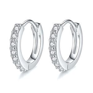 Silver 925 Plated Crystal Zirconia 13mm Hoop Huggie Earrings Jewelry New